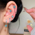Zircon Flower Rhombus Drop Earrings With Silver Posts, Delicate Sweet Niche Style Jewelry view 3
