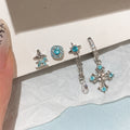 Zircon Flower Rhombus Drop Earrings With Silver Posts, Delicate Sweet Niche Style Jewelry view 4