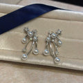 Light Luxury Star Zircon Faux Pearl Pendant Drop Earrings With Silver Posts For Women view 2