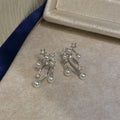 Light Luxury Star Zircon Faux Pearl Pendant Drop Earrings With Silver Posts For Women view 4