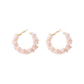 Elegant French Hoop Earrings With Pearl Crystal Beads Gold Alloy Lightweight Luxury Statement Earrings view 5