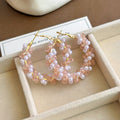 Elegant French Hoop Earrings With Pearl Crystal Beads Gold Alloy Lightweight Luxury Statement Earrings view 3