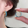 Zircon Round Geometric Drop Earrings Vintage Ethnic Style Light Luxury Jewelry view 3