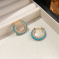 Zircon Round Geometric Drop Earrings Vintage Ethnic Style Light Luxury Jewelry view 4