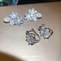 Copper Zircon Flower Leaf Stud Earrings For Women Light Luxury Summer Fashion Jewelry view 2