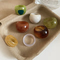 Irregular Marbled Resin Statement Ring For Women view 1
