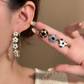 Soccer Ball Enamel Heart Rhinestone Stud Earrings For Women Sports Fan Theme Jewelry view 1