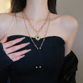 Old Money Style Alloy Double Layer Cross Necklace With Rhinestone Heart Gemstone And Faux Pearl view 1