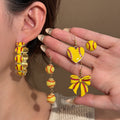 Baseball Theme Bow Heart Long Tassel Earrings Red Stripe Creative Fashion Sports Jewelry view 1