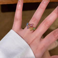 Sparkling Zircon Flower Open Ring For Women view 1