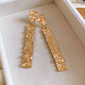 Alloy Wrinkled Rectangle Stud Earrings Geometric Statement Fashion Light Luxury Jewelry for Women view 2