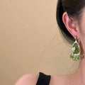 Vintage Ethnic Rhinestone Resin Waterdrop Flower Tassel Drop Earrings With Iron Studs view 3