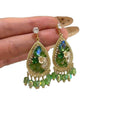 Vintage Ethnic Rhinestone Resin Waterdrop Flower Tassel Drop Earrings With Iron Studs view 5