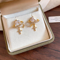 18K Gold Plated Copper Square Starburst Stud Earrings With Silver Posts For Women view 4