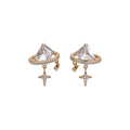 18K Gold Plated Copper Square Starburst Stud Earrings With Silver Posts For Women view 5