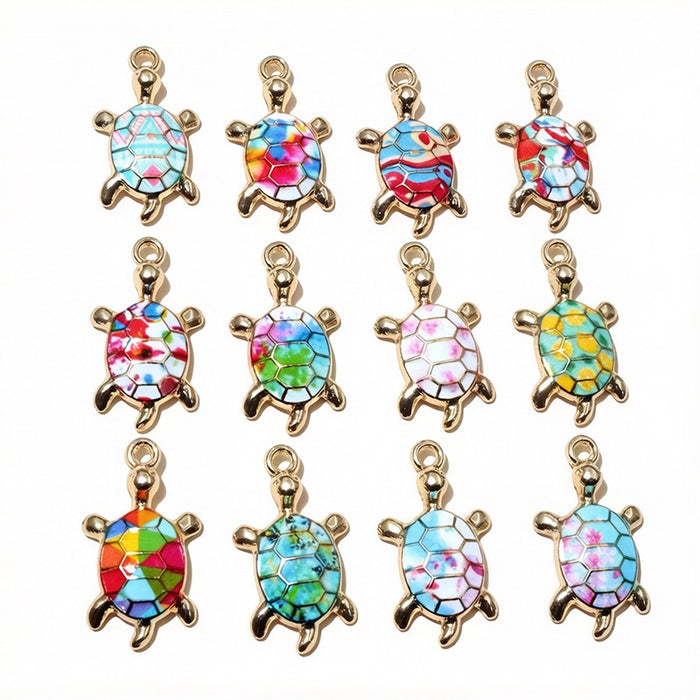 Colorful Enamel Turtle Alloy Pendant For DIY Jewelry Accessories, Bracelet Charms And Earrings