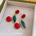 Vintage Alloy Silver Needle Enamel Cherry Pendant Drop Earrings For Women Light Luxury Style view 4