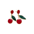 Vintage Alloy Silver Needle Enamel Cherry Pendant Drop Earrings For Women Light Luxury Style view 5