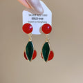 Vintage Alloy Silver Needle Enamel Cherry Pendant Drop Earrings For Women Light Luxury Style view 2