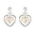 Gold Alloy Rhinestone Heart Drop Earrings For Women Light Luxury Elegant Versatile Jewelry view 5