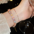 Sweet Dopamine Copper Bangle With Sparkling Zircon Square Geometric Light Luxury Design view 2