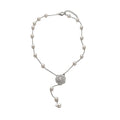 French Vintage Sparkling Zircon Floral Faux Pearl Y Necklace With Bamboo Link Light Luxury Style view 5
