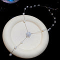 French Vintage Sparkling Zircon Floral Faux Pearl Y Necklace With Bamboo Link Light Luxury Style view 4