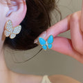 Light Luxury Old Money Copper Zircon Butterfly Jewelry Set With Stud Earrings Ring And Necklace view 4
