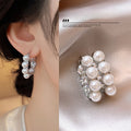 French Style C Shape Faux Pearl Ear Cuff Earrings For Women, Geometric Hoop Light Luxury OL Jewelry view 1