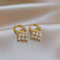 Faux Pearl Wrap Stud Earrings For Women Hollow Quadrilateral Light Luxury Ear Cuff Style view 4
