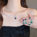 Copper Round Zircon Stud Earrings Ring Necklace Jewelry Set Old Money Palace Style view 2