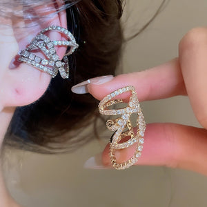 14K Gold Plated Copper Zircon Multi Layer Cross Geometric Clip-on Earrings For Women