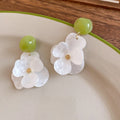 Summer Dopamine Resin Flower Stud Earrings With Silver Pins Fresh Elegant Vacation Style view 4