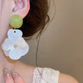 Summer Dopamine Resin Flower Stud Earrings With Silver Pins Fresh Elegant Vacation Style view 3