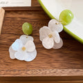 Summer Dopamine Resin Flower Stud Earrings With Silver Pins Fresh Elegant Vacation Style view 2