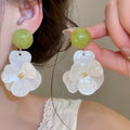 Summer Dopamine Resin Flower Stud Earrings With Silver Pins Fresh Elegant Vacation Style view 1