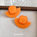 Resin Square Fan Geometric Stud Earrings With Silver Posts For Women European Style view 2