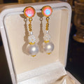 Vintage Round Imitation Pearl Drop Earrings With Silver Pin Geometric Light Luxury Style view 1