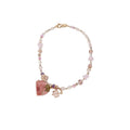 Glass Crystal Amethyst Beaded Eternal Rose Flower Pendant Necklace Vacation Style Clavicle Choker view 5