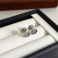 Elegant Korean Style Black White Mineral Stone Stainless Steel Studs For Women Men Earrings view 4