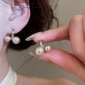 French Vintage Faux Pearl Round Geometric Earrings Simple Light Luxury Ear Clips view 2