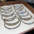 18K Gold Plated Copper Heart Zircon Round Bangle For Women Light Luxury Elegant Jewelry view 1