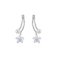 2026 Sweet Flower Stud Earrings With Sparkling Zircon, Faux Pearl And Silver Posts view 5
