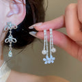 2026 Sweet Flower Stud Earrings With Sparkling Zircon, Faux Pearl And Silver Posts view 2