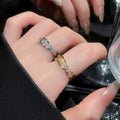 Sparkling Zircon Cross Open Copper Ring Geometric Oval Light Luxury Fashion Index Finger Jewelry view 1
