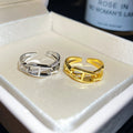 Sparkling Zircon Cross Open Copper Ring Geometric Oval Light Luxury Fashion Index Finger Jewelry view 2