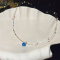 Light Luxury Double Layer Beaded Imitation Pearl Necklace With Round Zircon Geometric Pendant view 4