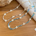 Summer Beach Vacation Style Glass Crystal Ball Beaded Starfish Shell Clavicle Necklace view 2