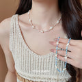 Summer Beach Vacation Style Glass Crystal Ball Beaded Starfish Shell Clavicle Necklace view 1