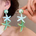Resin Starfish Stud Earrings With Silver Pins, Island Vacation Style Women's Jewelry view 3
